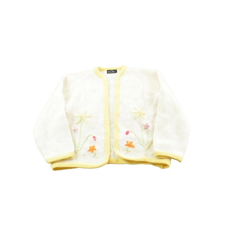 Vintage 1960s Susan Clark Knit Acrylic Flower Cardigan Sweater Women's M