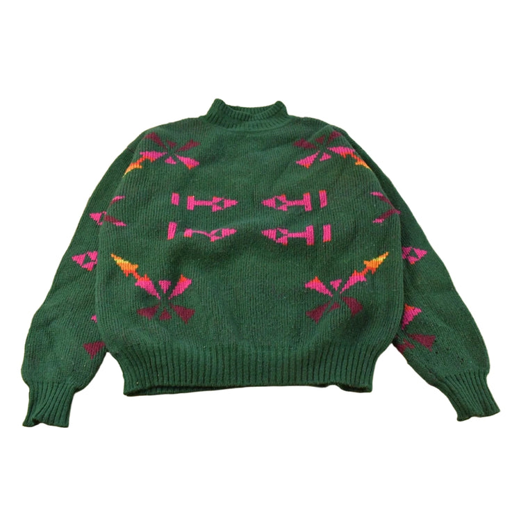 Vintage 1980s United Colors of Benetton Wool Aztec Knit Crewneck Sweater Men's Medium