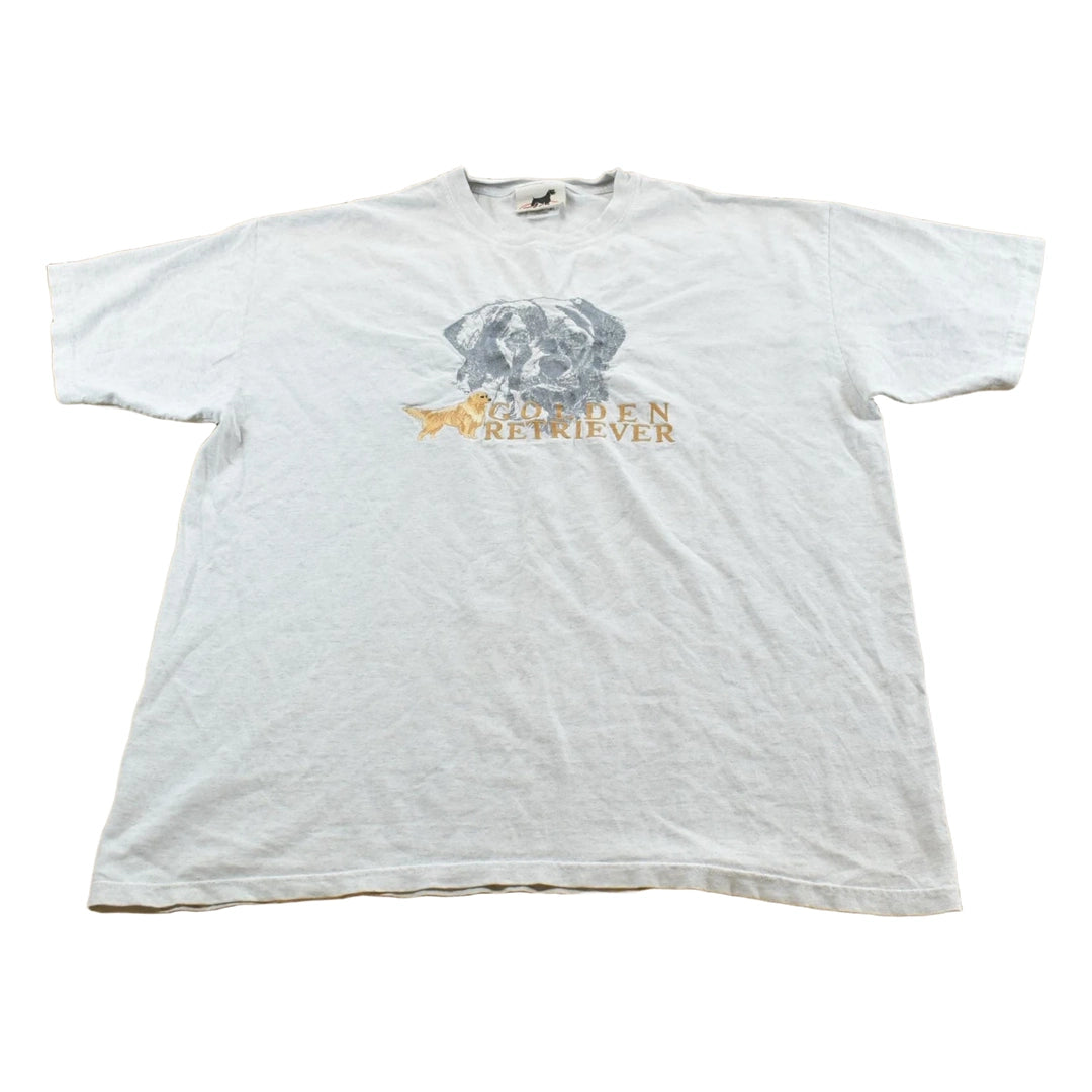 Vintage 1990s Golden Retriever Embroidered Pet Dog T-Shirt Men's L