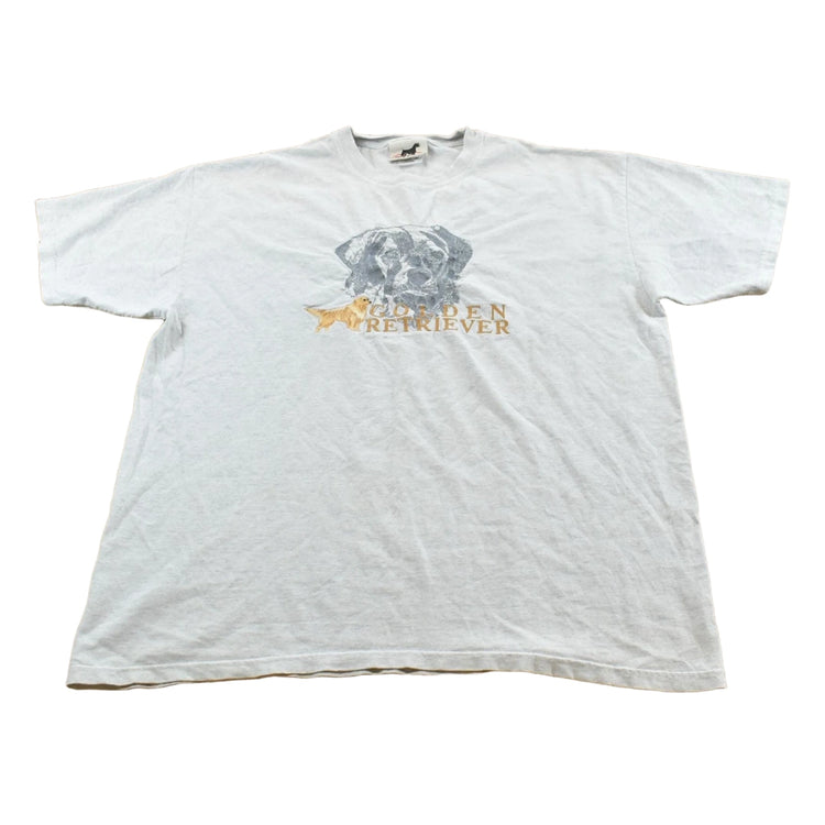 Vintage 1990s Golden Retriever Embroidered Pet Dog T-Shirt Men's L