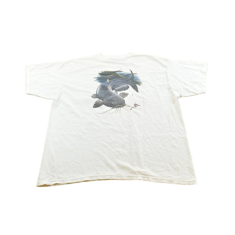 Vintage 2000s Bite Me Fishwear Catfish Promotional Souvenir Pocket T-Shirt Men's XL