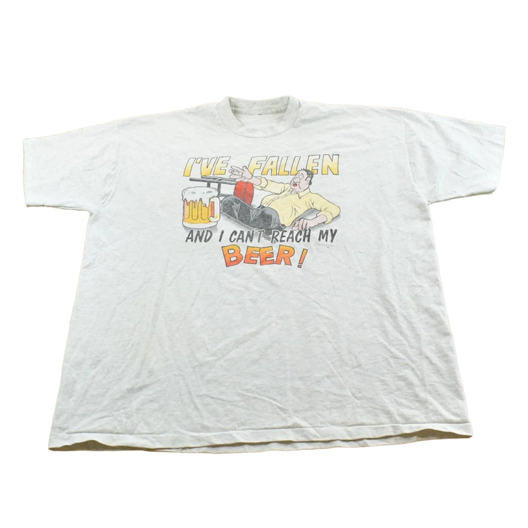Vintage 1990s Fallen Cant Reach My Beer Funny Graphic T Shirt Men's 2XL