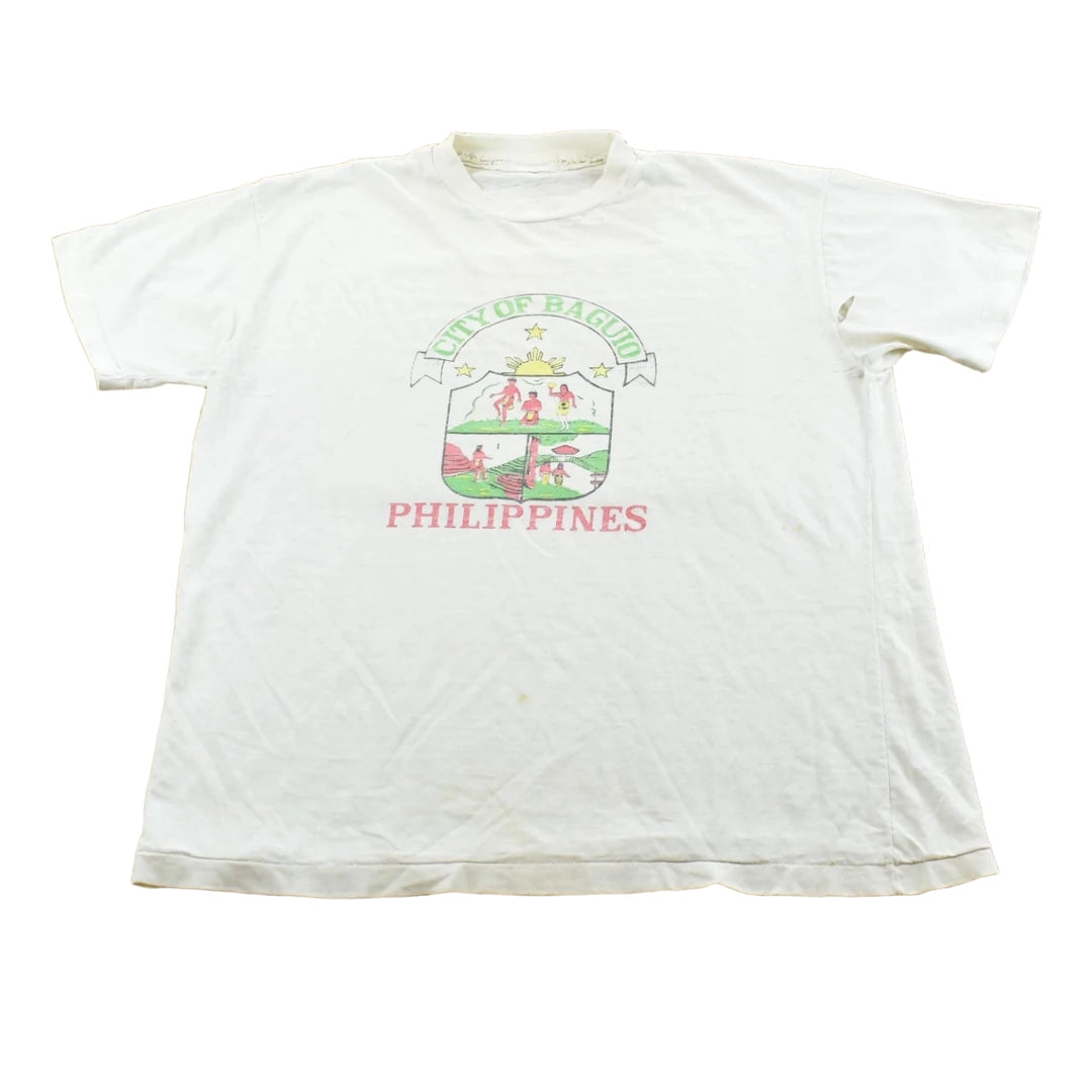 Vintage 1980s City of Baguio Philippines Souvenir Travel T-Shirt Men's L