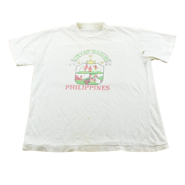 Vintage 1980s City of Baguio Philippines Souvenir Travel T-Shirt Men's L