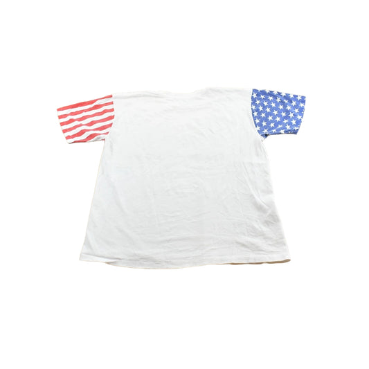 Vintage 1990s LA Sports Wear Blank White American Flag Sleeves T-Shirt Men's L