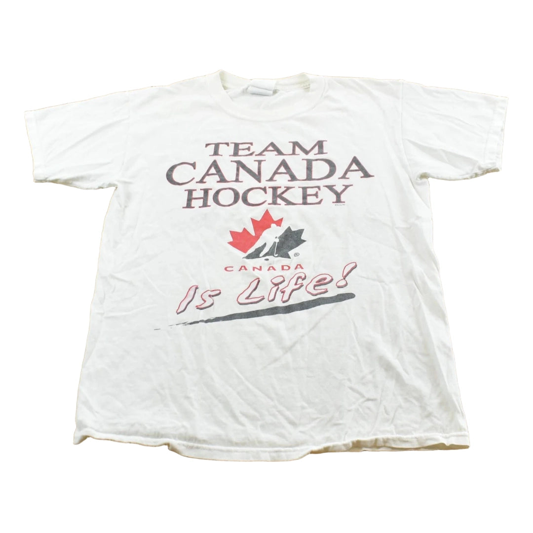 Vintage 2000s Team Canada Hockey Is Life Graphic T-Shirt Men's M