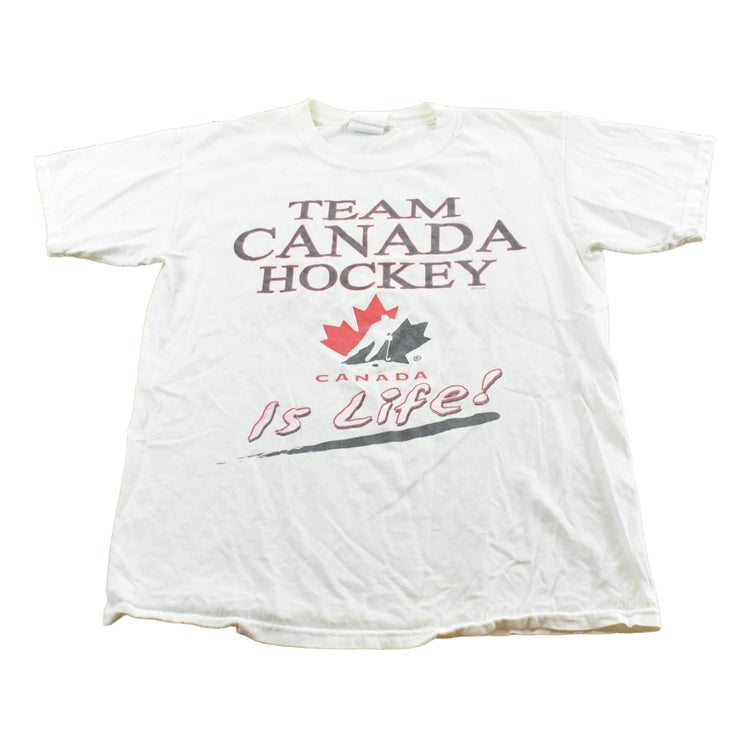Vintage 2000s Team Canada Hockey Is Life Graphic T-Shirt Men's M