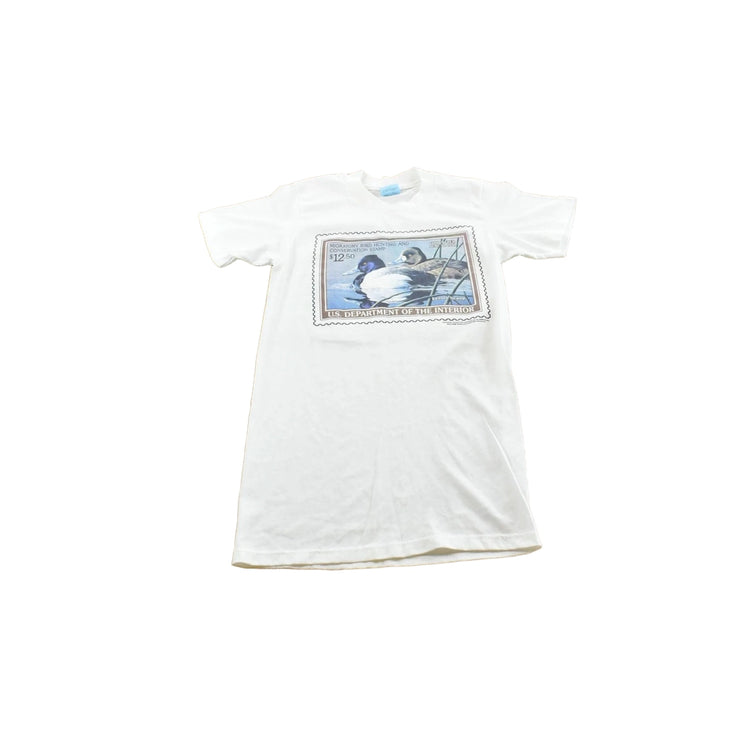 Vintage 1980s Migratory Bird Hunting Conservation Stamp Souvenir T-Shirt Men's XS