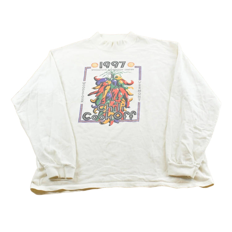 Vintage 1990s Woodstock Vermont Chili Cook Off Long Sleeve Souvenir T-Shirt Men's L