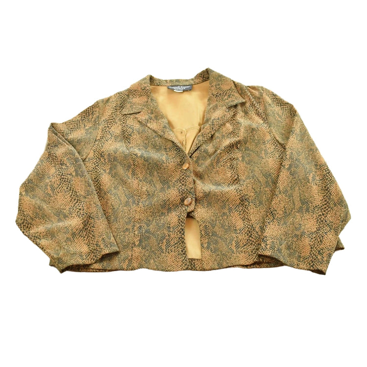 Vintage 1990s Russel Kemp Faux Snakeskin Pattern Blazer Jacket Women's 2XL