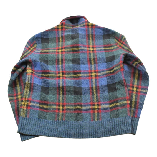 Vintage 2000s Polo By Ralph Lauren Shawl Wool Knit Plaid Sweater Men's S