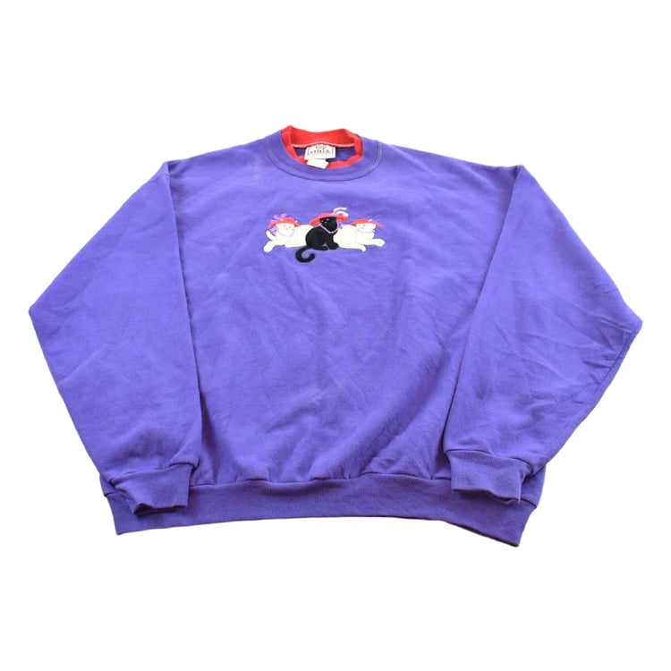 Vintage 1990s Morning Sun Cats Graphic Crewneck Men's XL