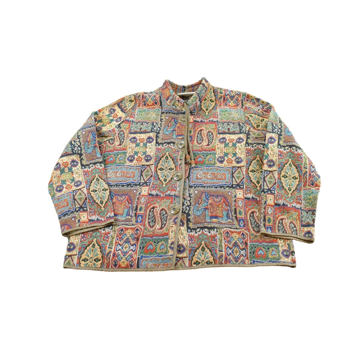 Vintage 1990s Blair Two Twenty Button Up Paisley Tapestry Jacket Women's L