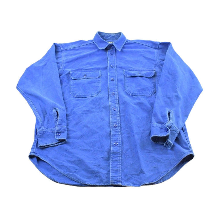 Vintage 1990s Woolrich Chamois Blue Button Up Shirt Men's L