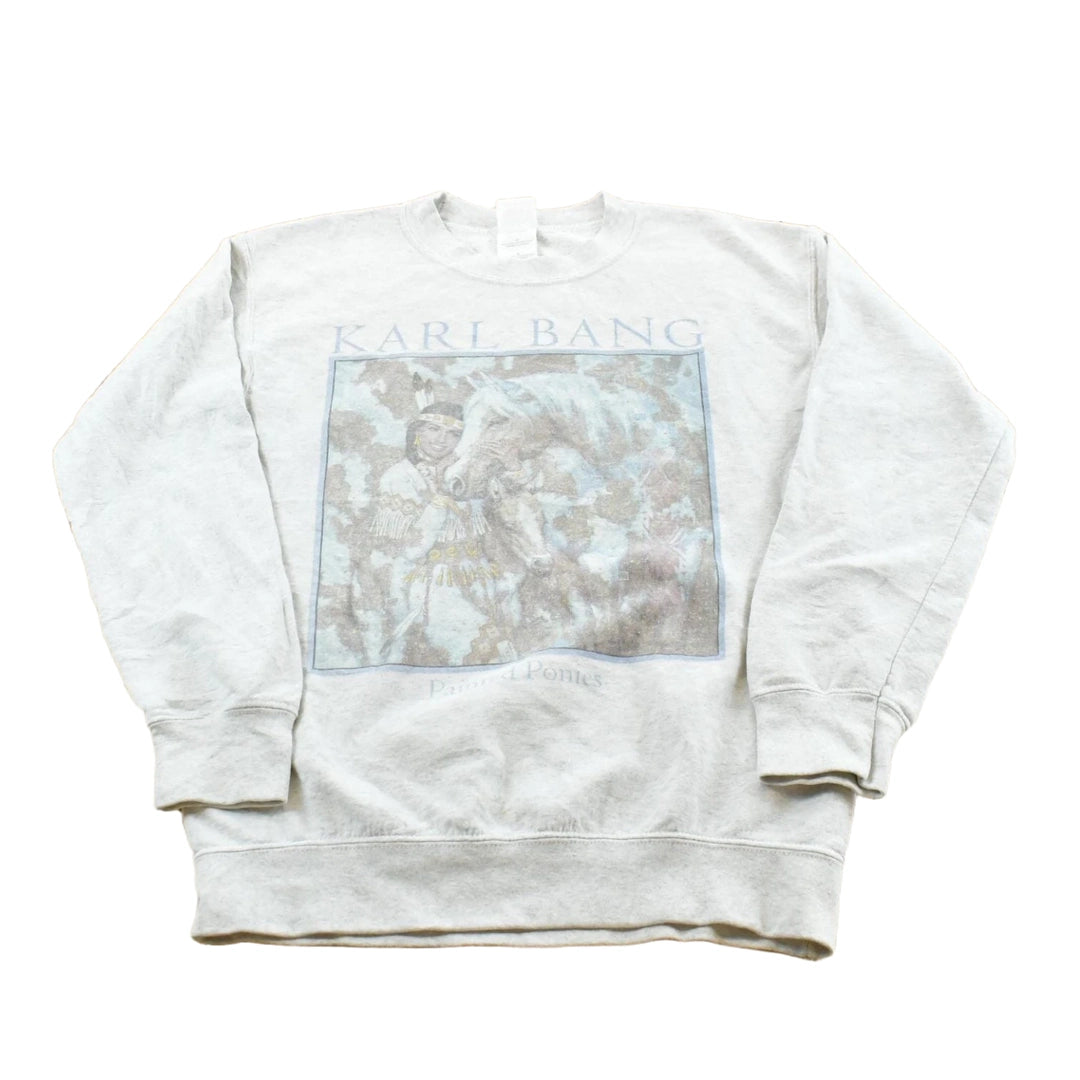 Vintage 2000s Karl Bang Painted Ponies Horses First Nation Crewneck Sweatshirt Men's S