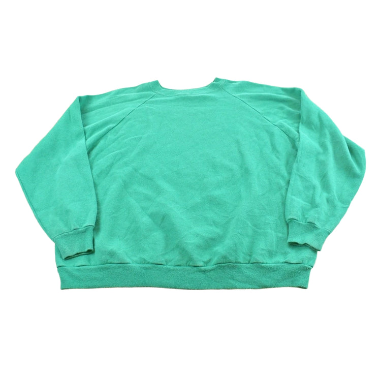 Vintage 1990s Green Blank Raglan Crewneck Sweatshirt Men's L