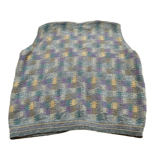 Vintage 1990s Megalos Patterned Knit Button Up Sweater Vest Men's XL