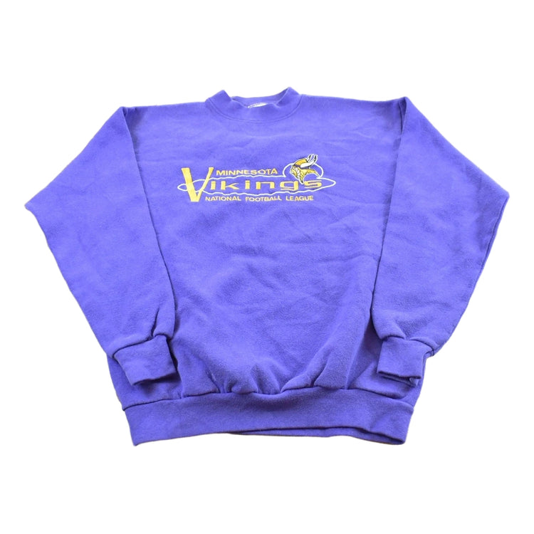 Vintage 1990s Logo Athletic Minnesota Vikings Embroidered NFL Crewneck Sweatshirt Men's S