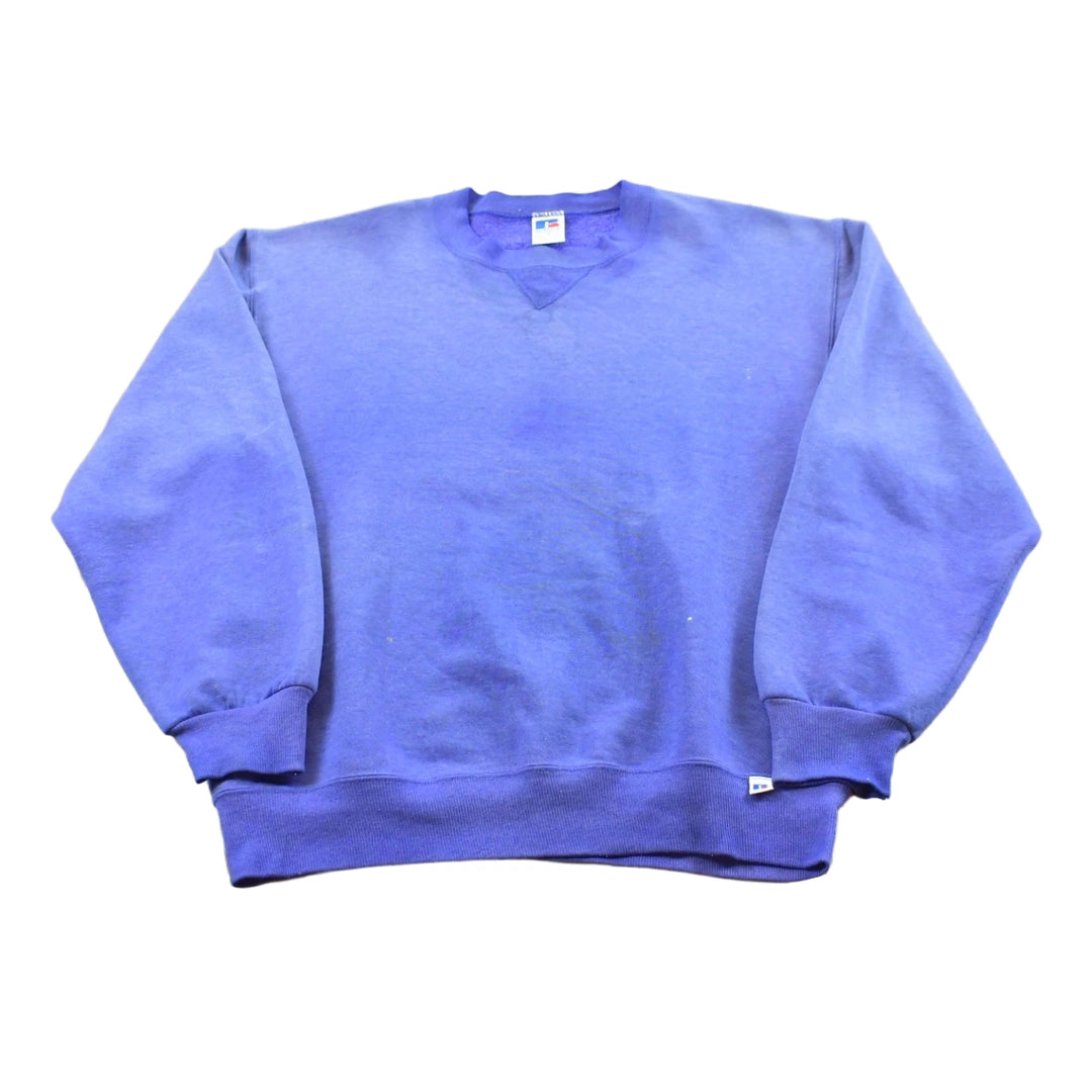 Vintage 1990s Purple Russell Athletics Blank Crewneck Sweatshirt Men's M
