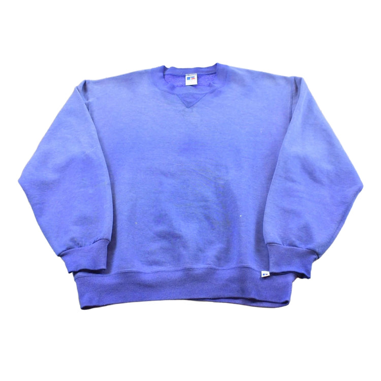 Vintage 1990s Purple Russell Athletics Blank Crewneck Sweatshirt Men's M