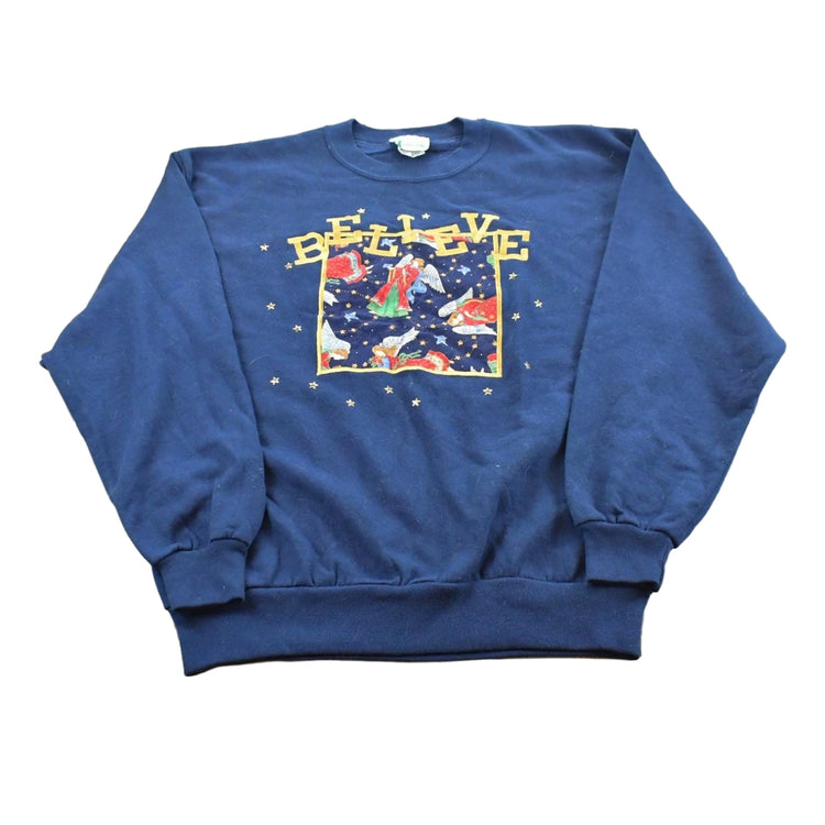 Vintage 1990s Quacker Factory Believe Angels Crewneck Sweatshirt Men's M