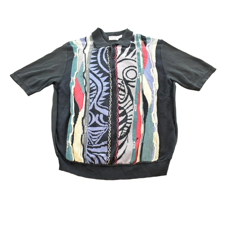 Vintage 1990s St Croix Coogi Style 3D Textured Knit Polo Shirt Men's L