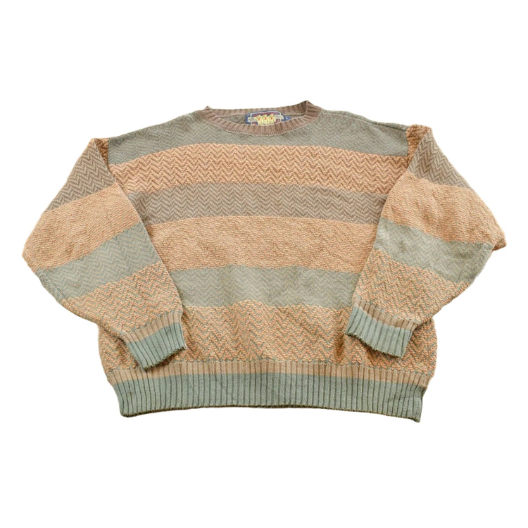 Vintage 1990s Chaps Ralph Lauren Boy Scout Tag Striped Knit Sweater Men's L