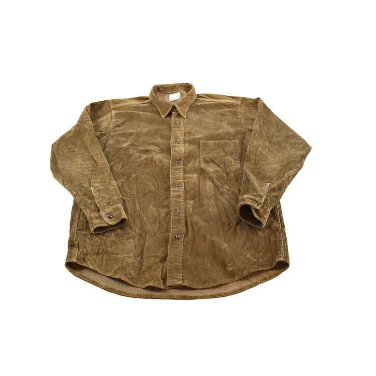 Vintage 1980s Melton Sportswear Brown Corduroy Over-Shirt Jacket Button Up Shacket Shirt Men's XL