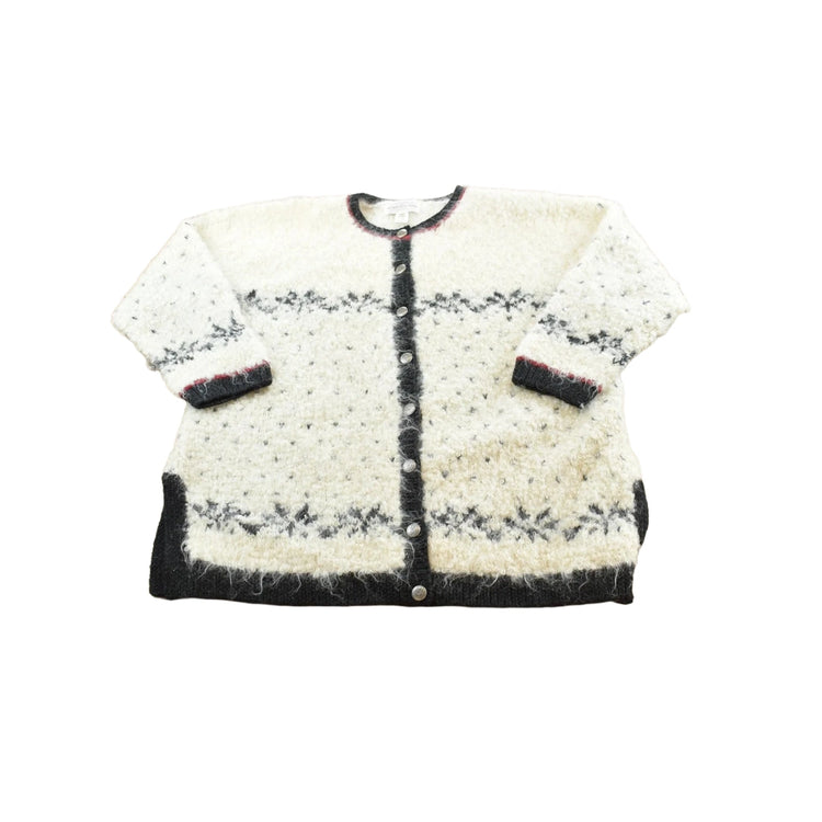 Vintage 1990s Hand Knit Jones New York Mohair Wool Blend Knit Cardigan Sweater Women's 2X