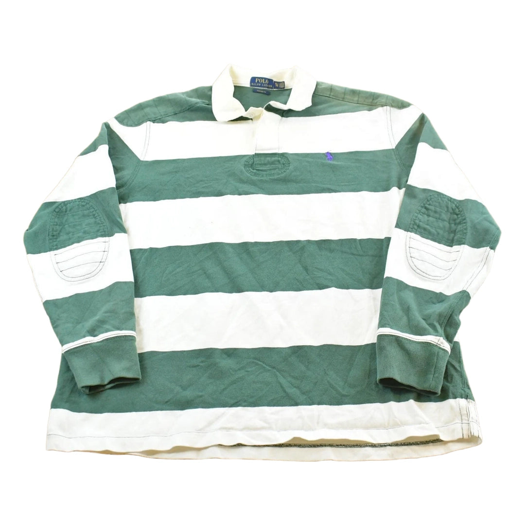 Vintage 2000s Polo Ralph Lauren Striped Long Sleeve Rugby Collared Quarter Button Shirt Men's XL