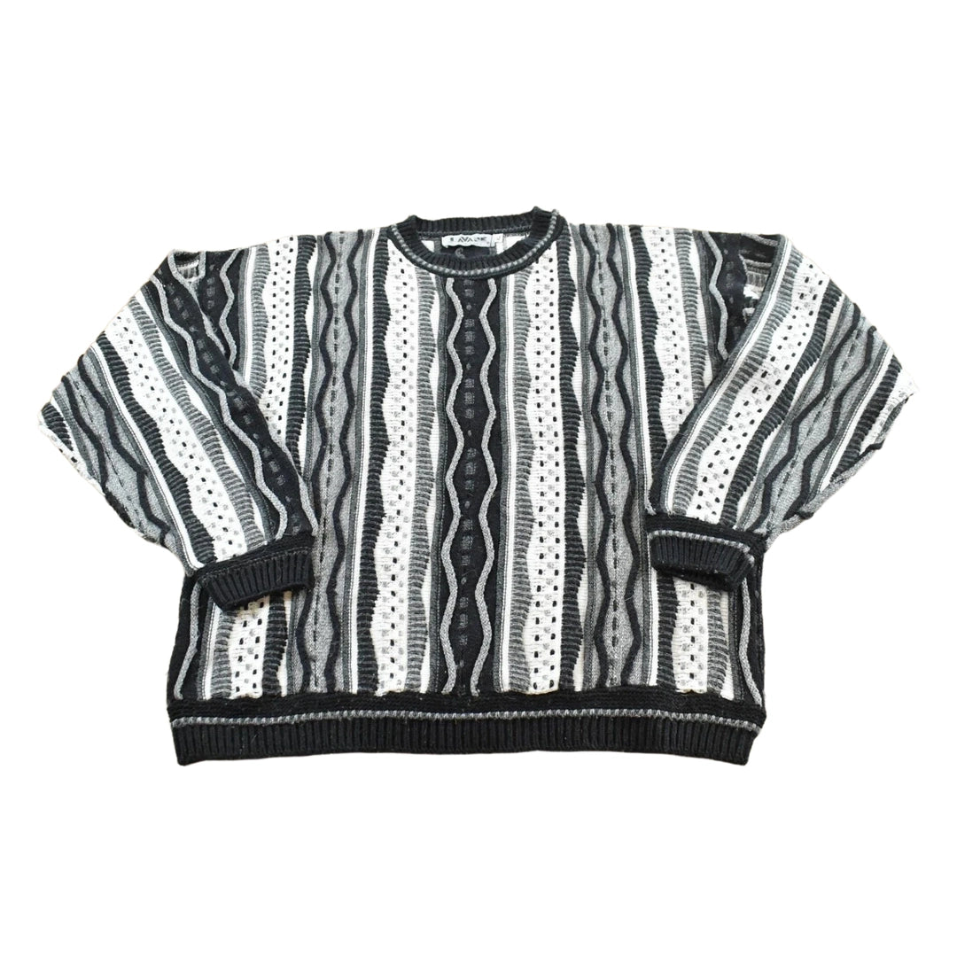 Vintage 1990s Lavane 3D Cable Knit Crewneck Sweater Men's L