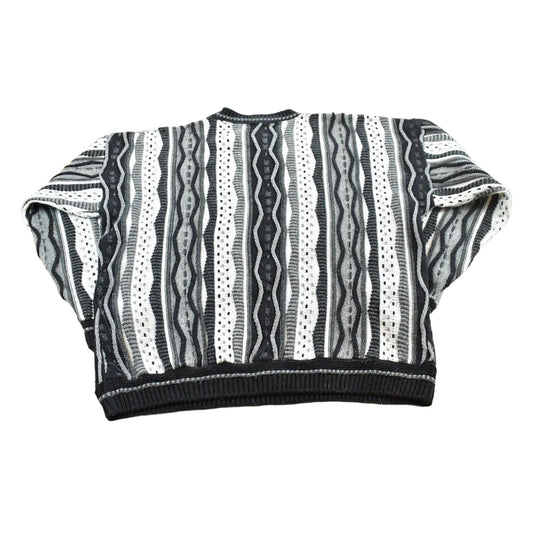 Vintage 1990s Lavane 3D Cable Knit Crewneck Sweater Men's L