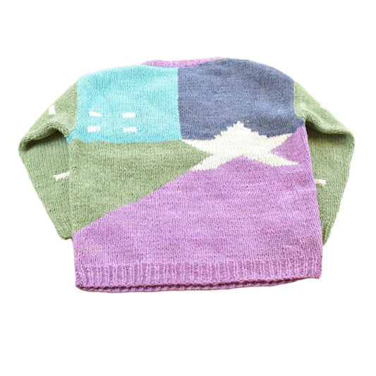 Vintage 1980s Lost Horizons Handmade Knit Quarter Button Collared Sweater Men's S