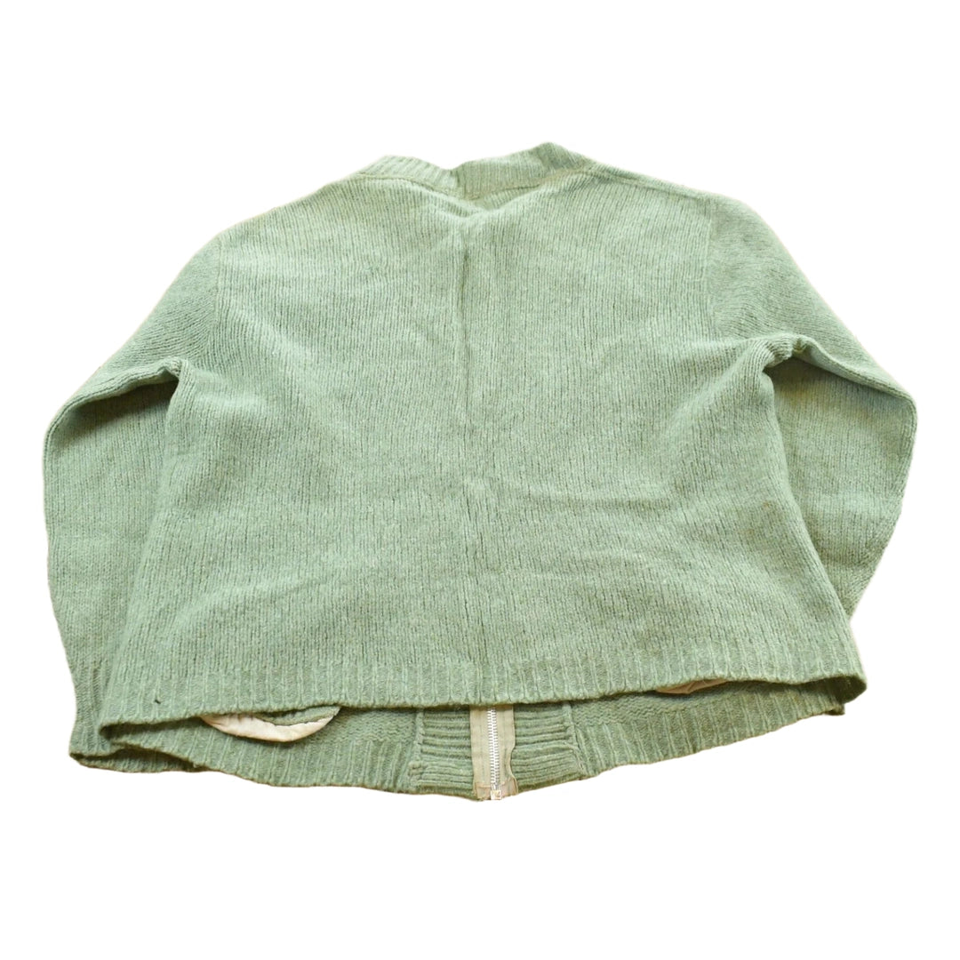 Vintage 1960s Pilgrim Sears Roebuck Wool Knit Zip Up Cardigan Sweater Womens Large