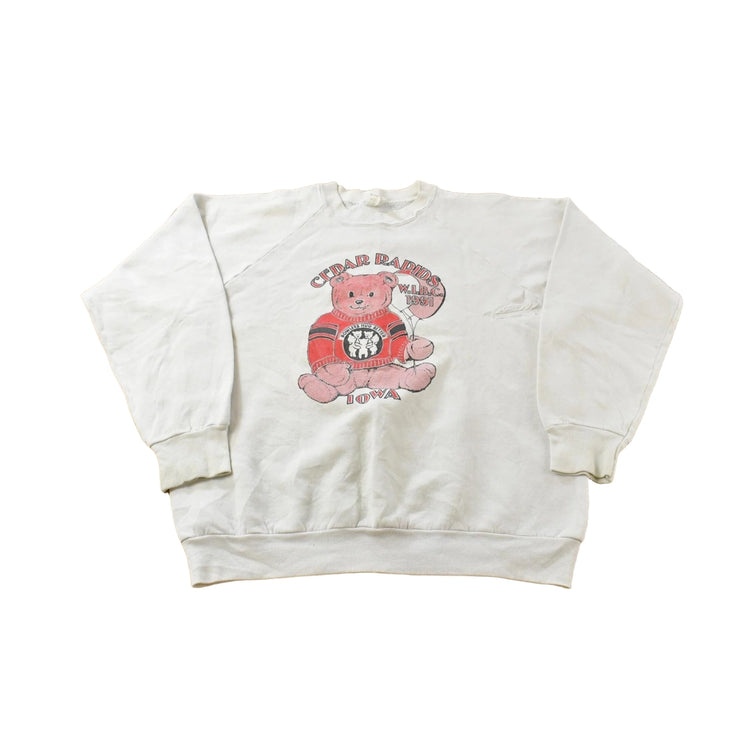 Vintage 1991 Cedar Rapids Iowa Teddy Bear Crewneck Sweatshirt Mens Medium