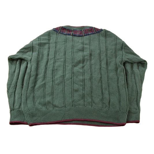 Vintage 1990s Gant Cable Knit V Neck Cricket Sweater Men's Large