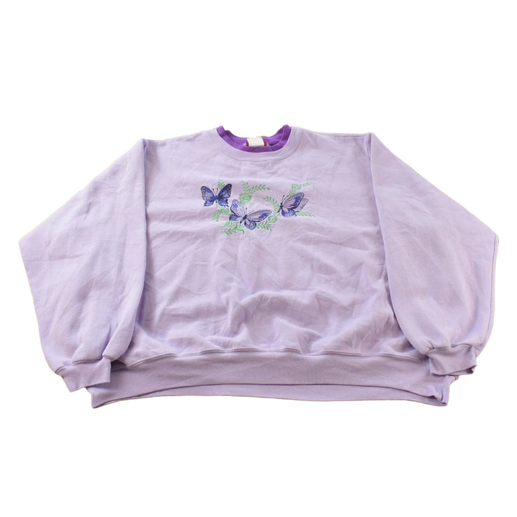 Vintage 1990s Ginnis Girl Butterfly Crewneck Sweatshirt Women's 2XL