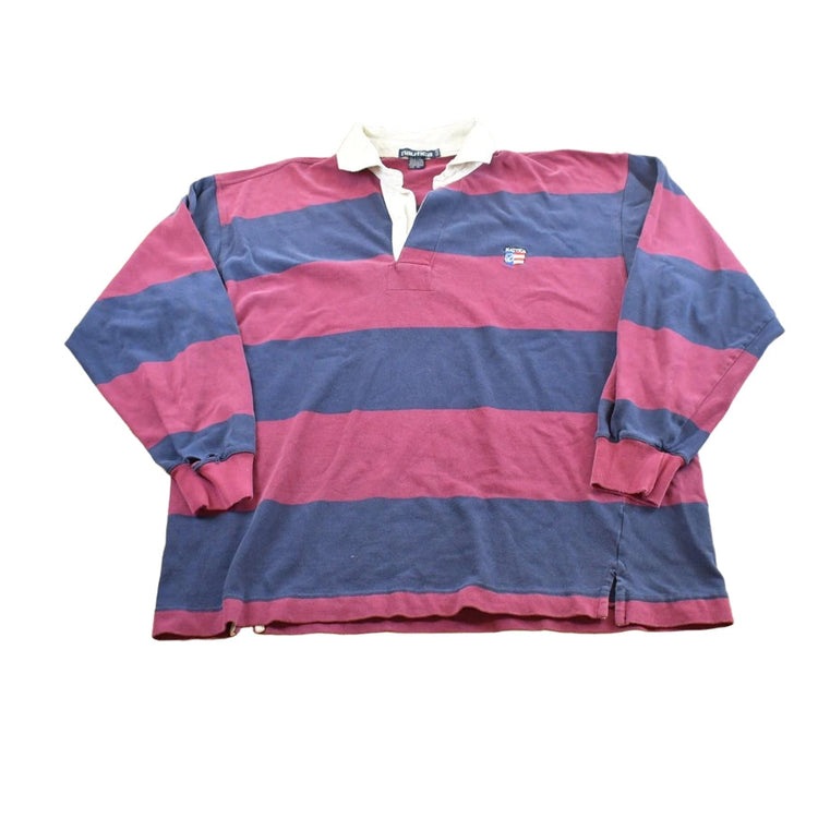 Vintage 1990s Nautica Striped Rugby Long Sleeve Polo Shirt Men's XL