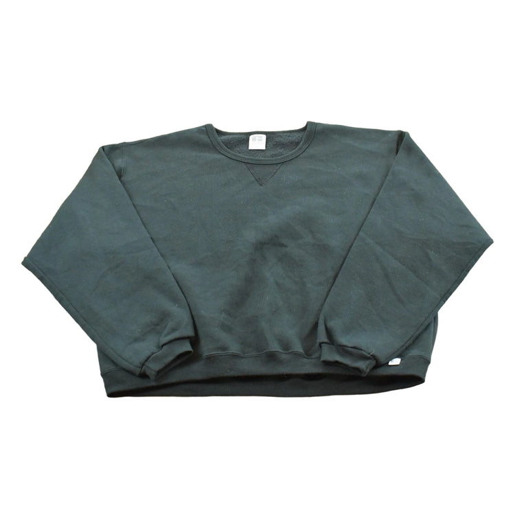 Vintage 1990s Russell Athletics Blank Black Crewneck Sweatshirt Men's S