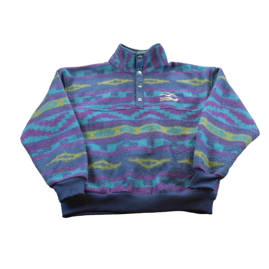 Vintage 1990s Sea Bird Arctic Image Fleece Outdoorsman Quarter Button Sweater Men's M