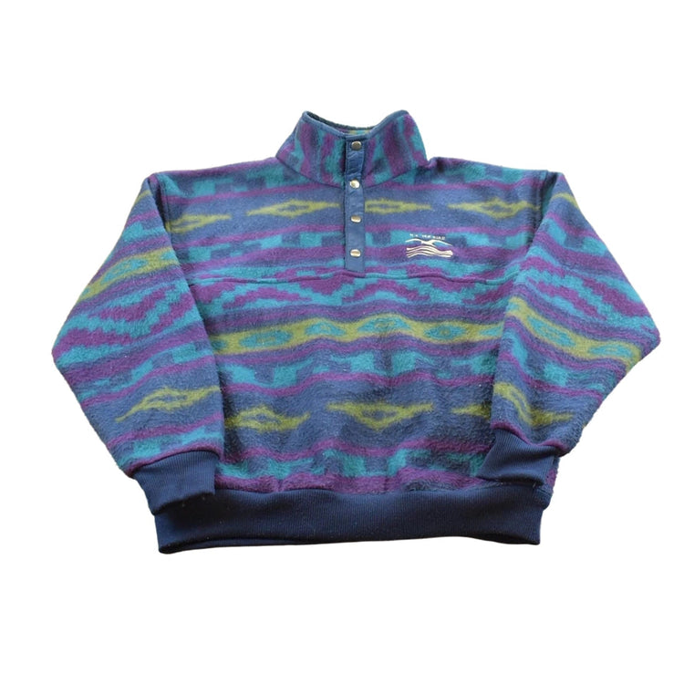 Vintage 1990s Sea Bird Arctic Image Fleece Outdoorsman Quarter Button Sweater Men's M
