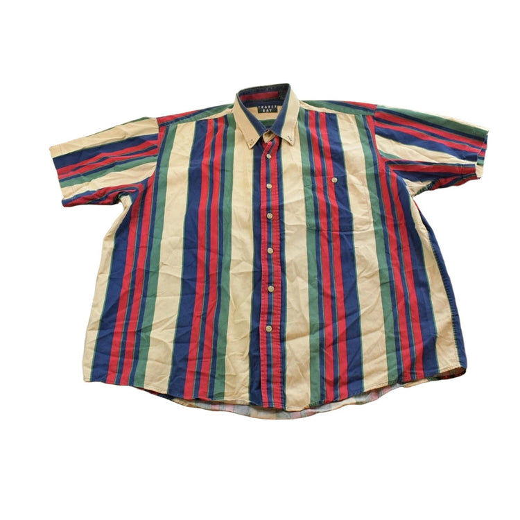 Vintage 1990s Trader Bay Striped Button Up Short Sleeve Shirt Mens XL