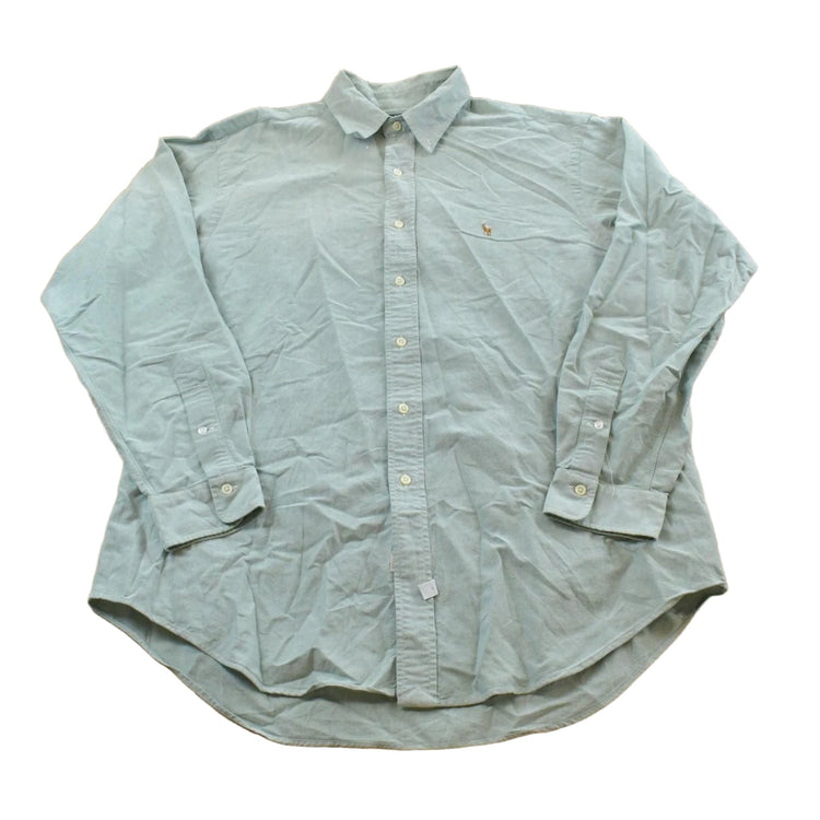 Vintage 1990s Polo Ralph Lauren Teal Button Up Dress Shirt Mens Men's XL