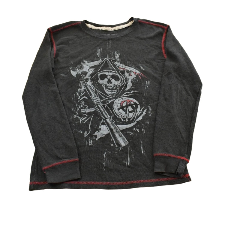Vintage Y2K Sons of Anarchy Grim Reaper Thermal Knit Long Sleeve Shirt Men's Small