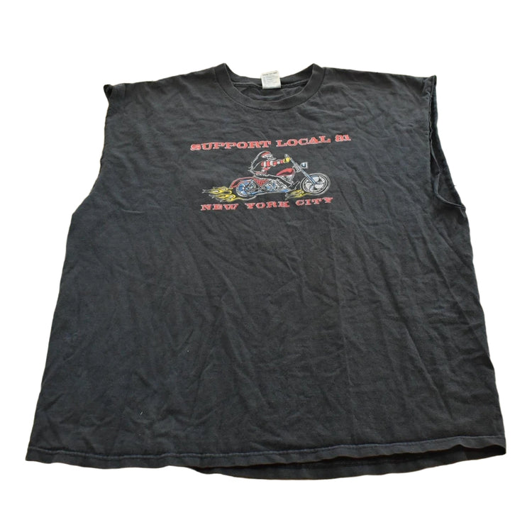 Vintage 1990s Support Your Local 81 New York City Motorcycle Tank Top T-Shirt Mens XL