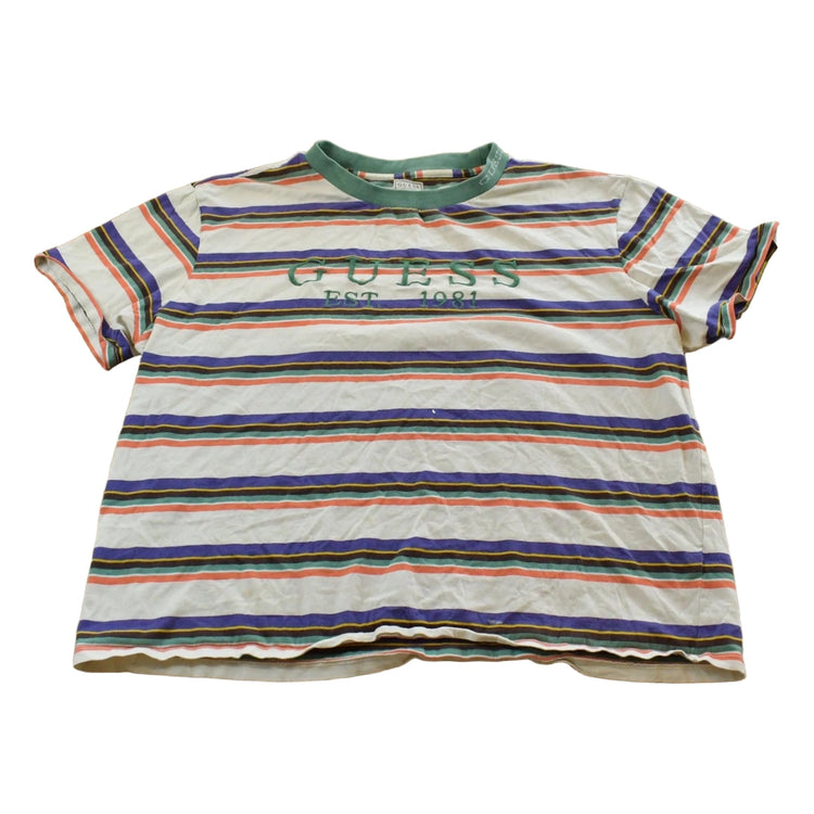 Vintage Y2K Guess Striped T-Shirt Womens 2XL