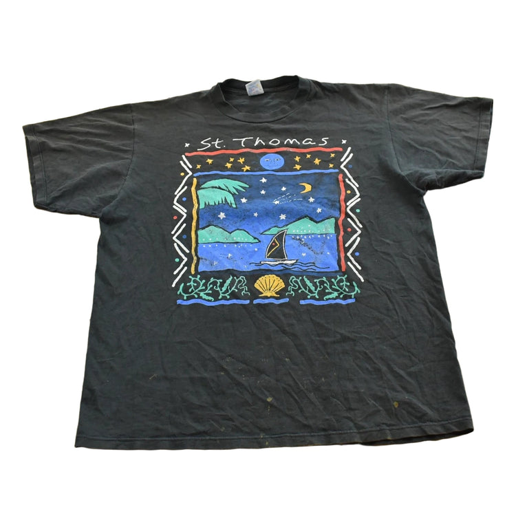 Vintage 1990s St Thomas Sailboat Islands Graphic T-Shirt Men's XL