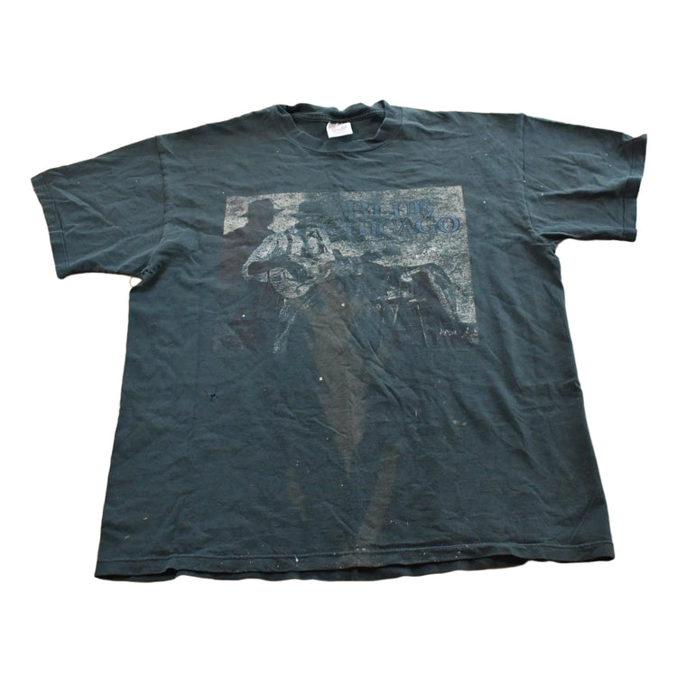 Vintage 1990 Blue Chicago T-Shirt Mens Men's Large