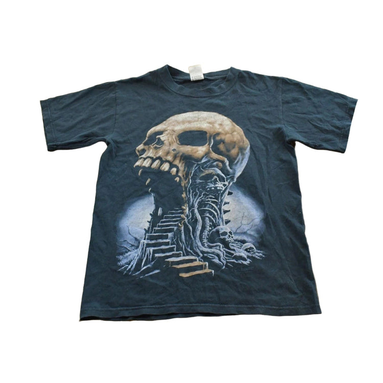 Vintage Y2K Wes Benscoter Skull Cave T-Shirt Mens S
