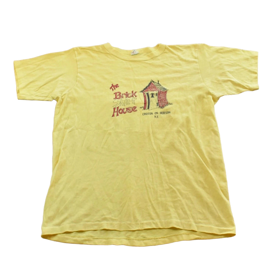 Vintage 1980s Brick Shirt House Funny Cartoon T-Shirt Mens L